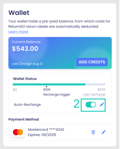 Add credits button