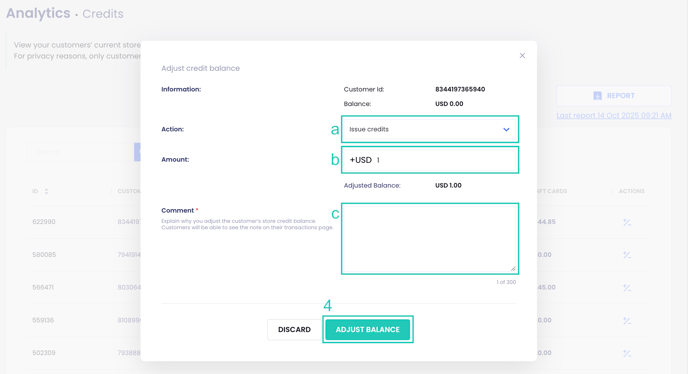 Adjust credits