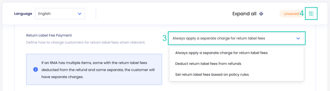 Charging Return Labels In-Portal2