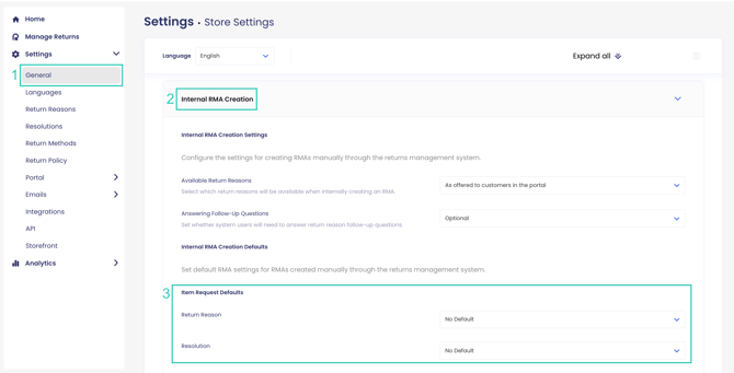 Configuring Default RMA Values