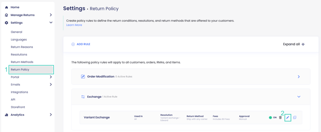 Configuring Return Fees