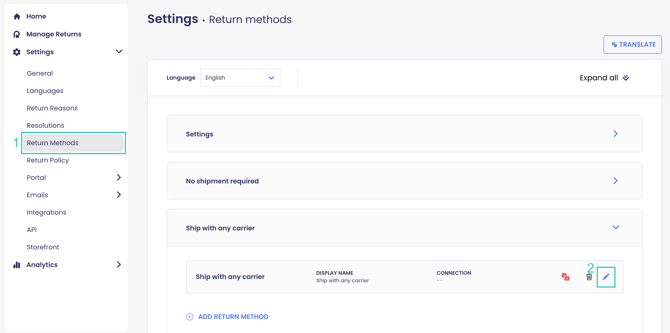Configuring Return Methods