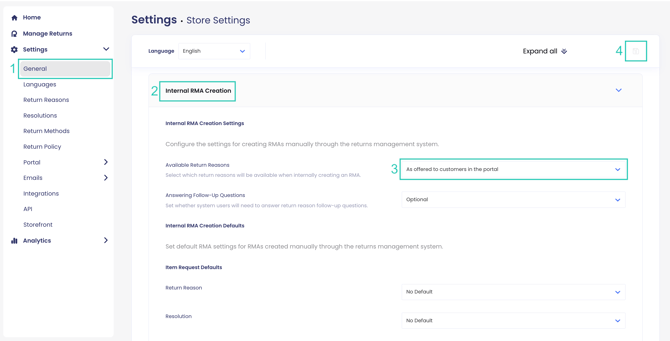 Configuring Return Reasons