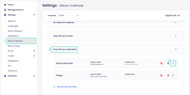 Configuring Ship with Pre-Paid Label