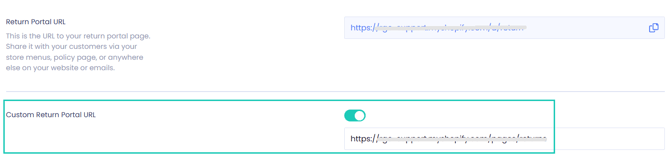 Custom return portal URL