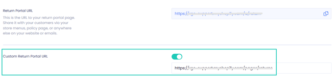 Custom return portal URL