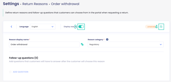 Display EU return reason