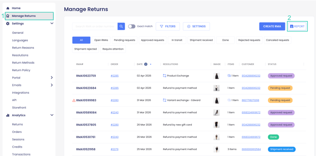 Download a Returns Data Report