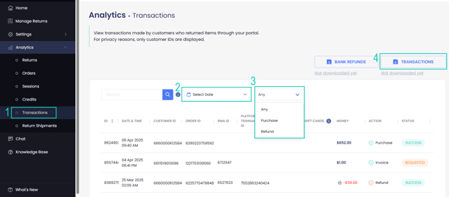 Downloading Reports Transactions