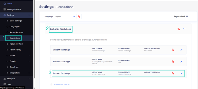 Enable product exchange 1