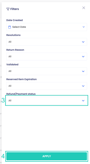 Filter by Refund  Payment Status
