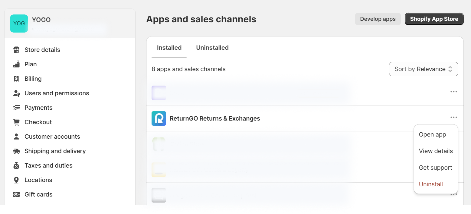 Installing ReturnGO on Shopify