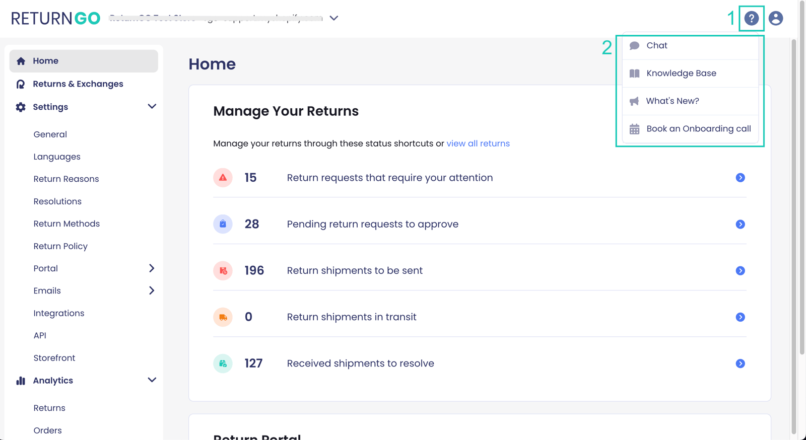 ReturnGO product interface