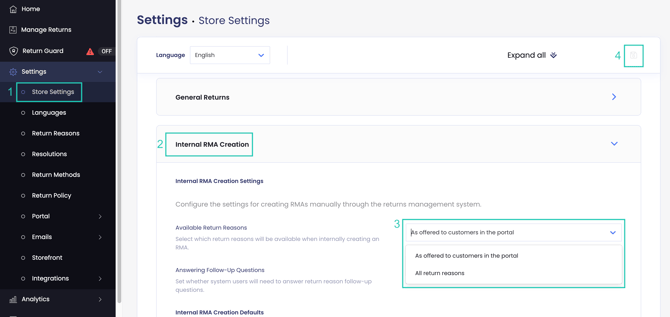 Internal Return Reason