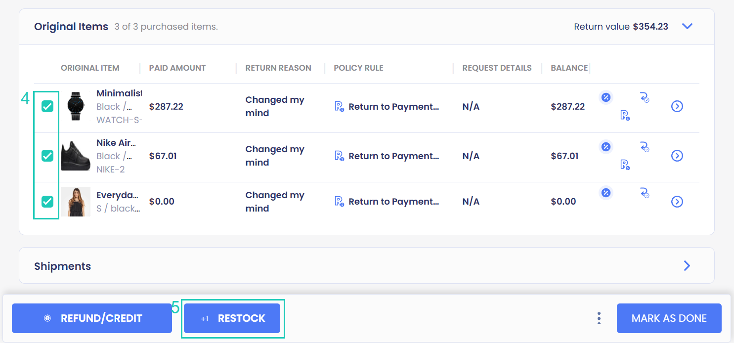 Restocking Tag Restocking
