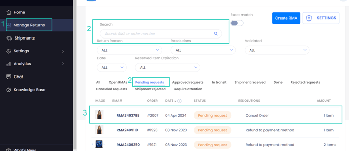 Managing Return Requests