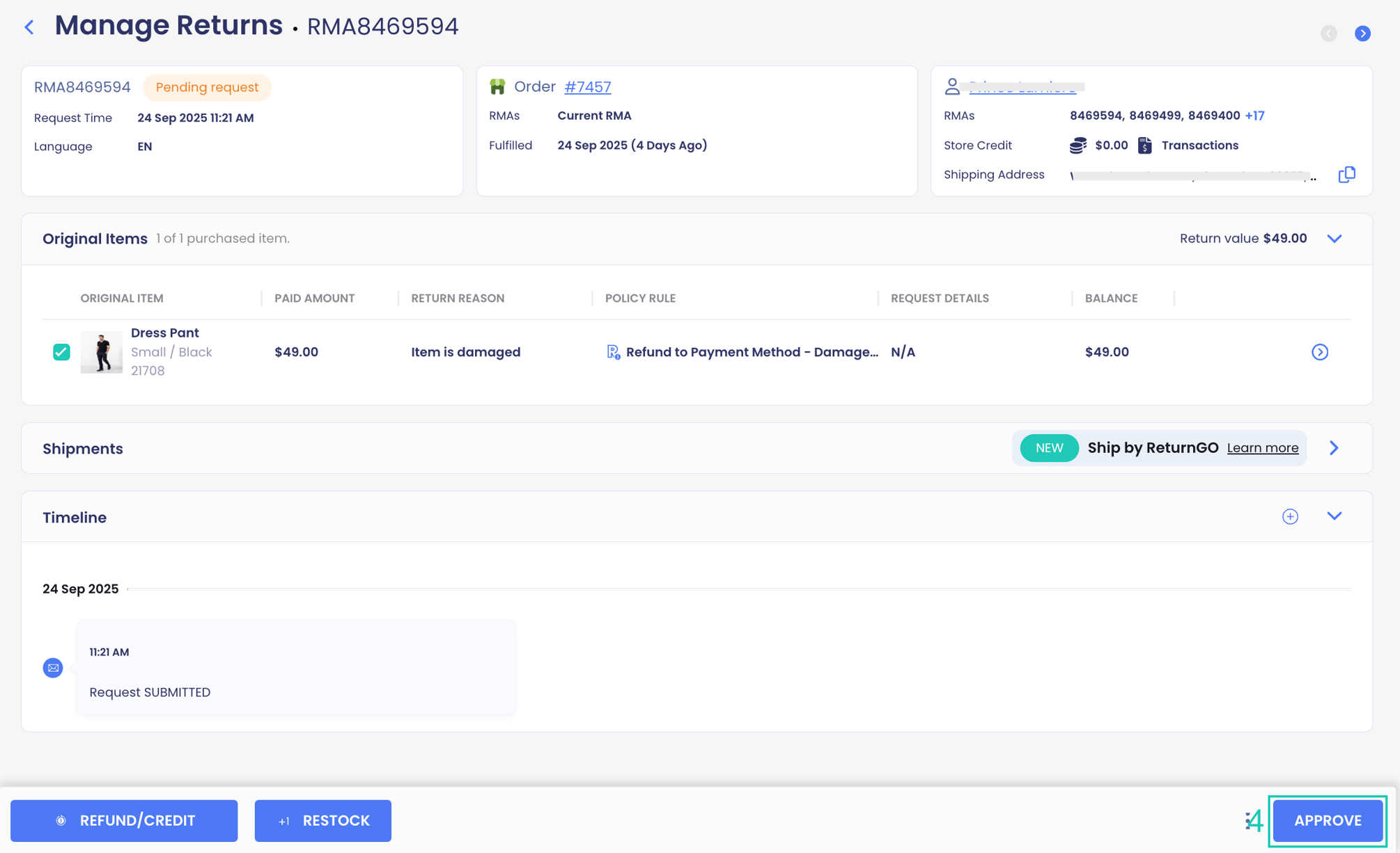 Process Return Requests (RMA Workflow)