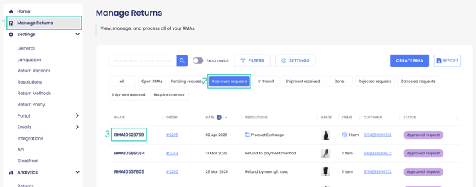 Mark RMA as Shipment Received