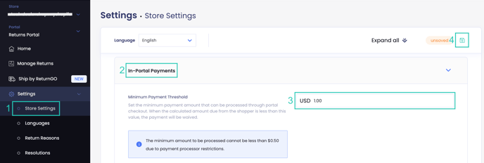 Minimum payment threshold