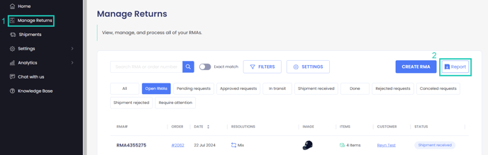 New Download a Returns Data Report