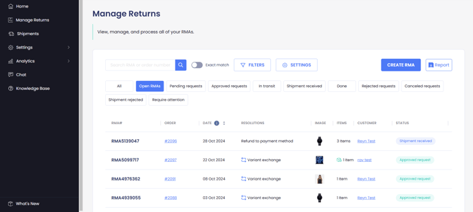 New Manage Returns