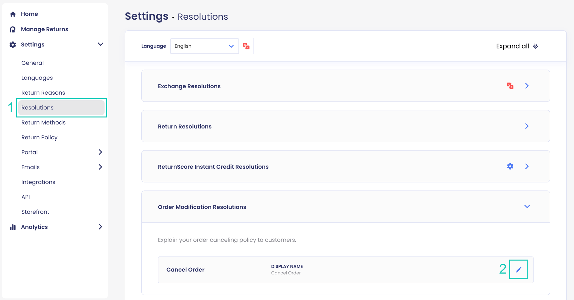 Modification Resolution Emails Cancel Order