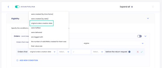 Original order date eligibility