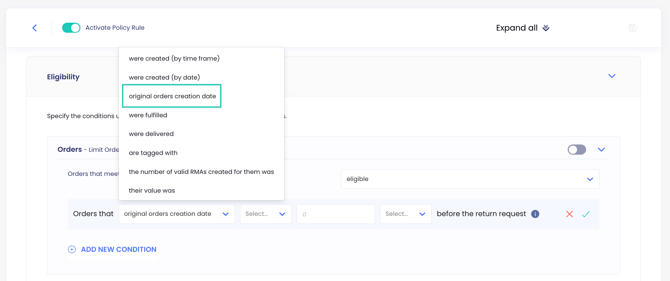 Original order date eligibility