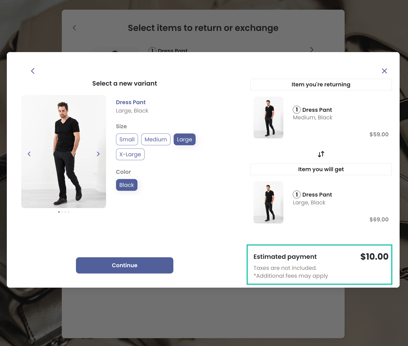 Payment price difference
