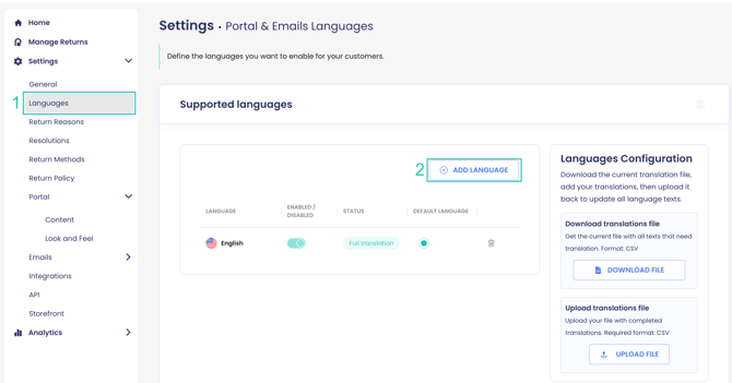 Portal and email language