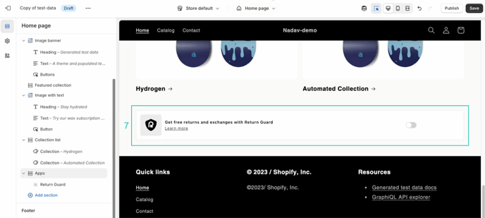 Position shopify embed