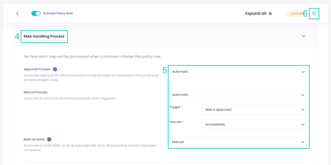 RMA Handling Process section