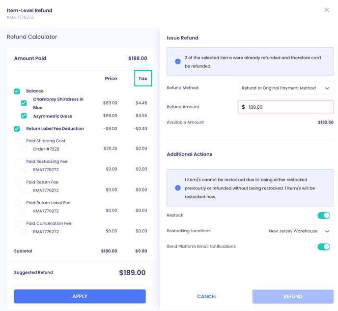 Refund calculator tax
