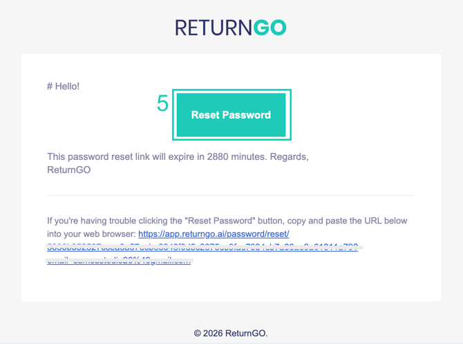 Reset password email