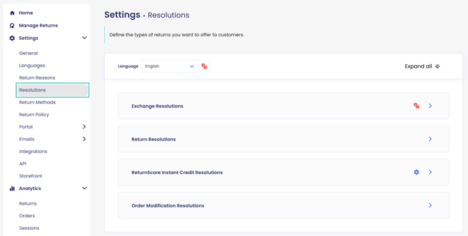 Resolutions page