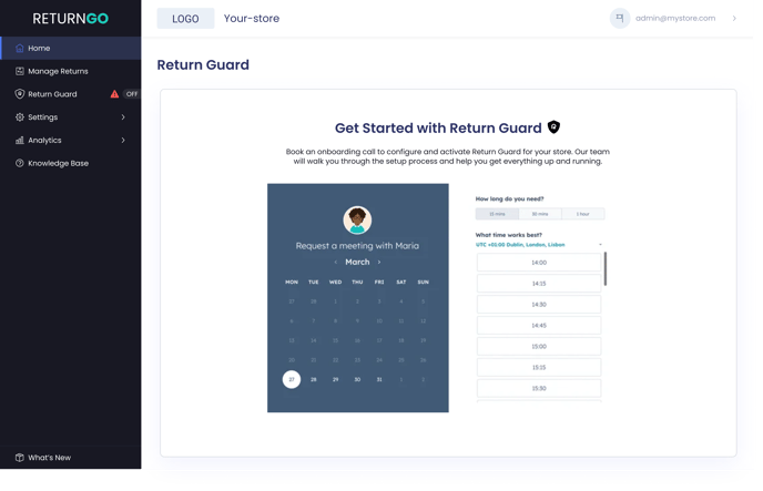 Return Guard onboarding