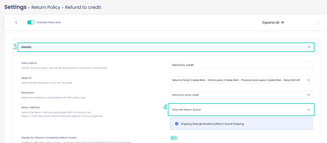 Return Guard policy rule updated