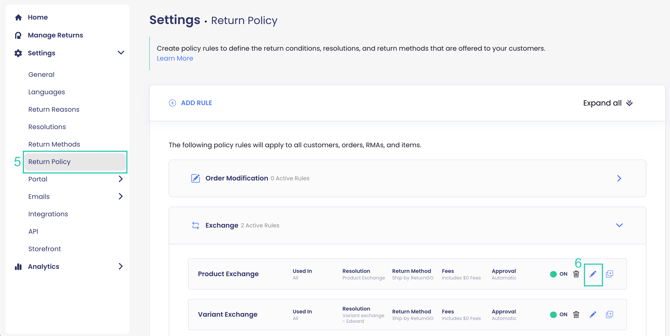 Return Policy page