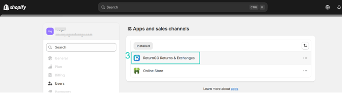 ReturnGO shopify url