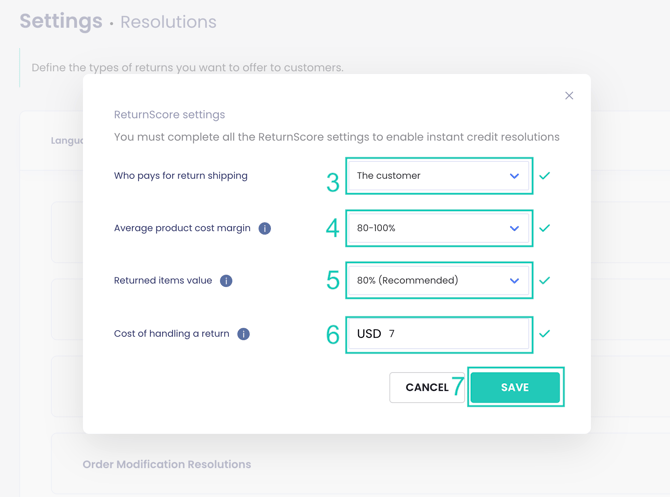 ReturnScore settings
