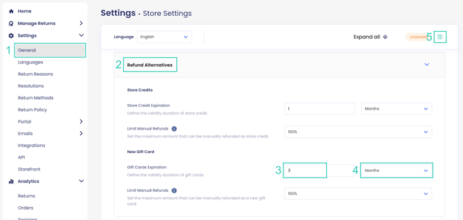 Setting the Expiration Period of Gift Cards