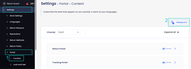 Settings Portal Content