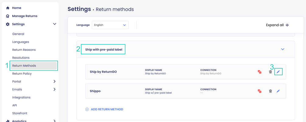 Shipping Label Settings