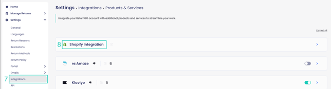 Shopify Integration section