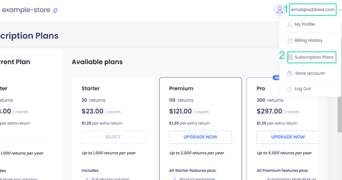 Subscription Plans Steps