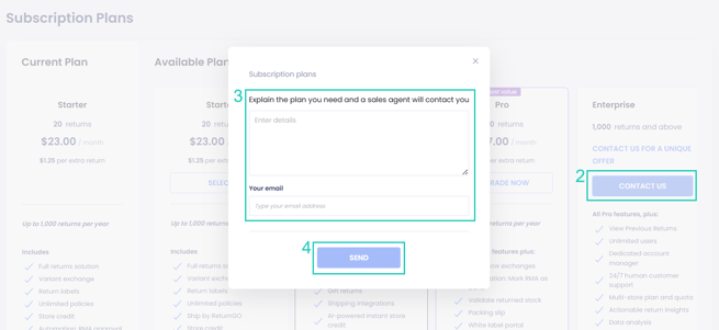 Subscription plans page custom
