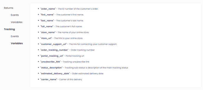 Tracking Variables