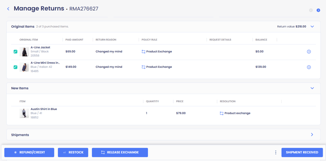 Two for one exchange