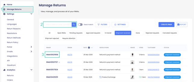 Validate Returned Items