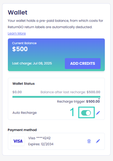 Wallet disable